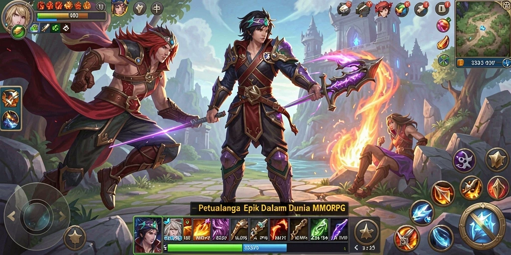 Tampilan utama gameplay 333V dalam dunia MMORPG yang menakjubkan.