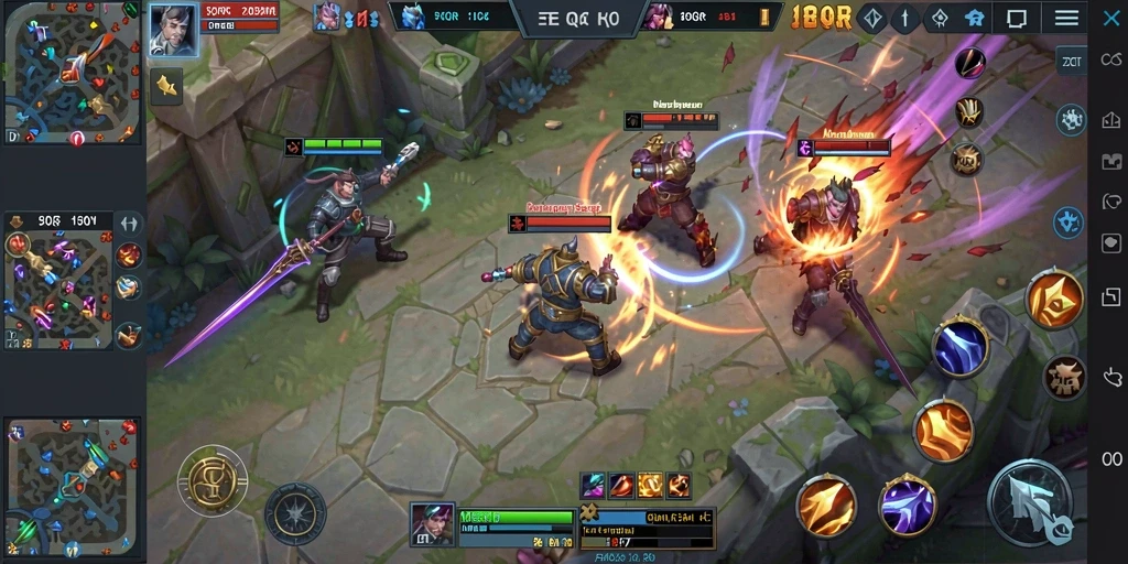 Tampilan seru gameplay MOBA di 8QR dengan aksi intens.