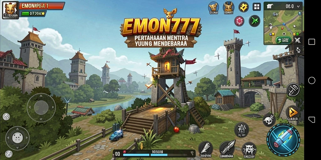Tampilan gameplay EMON777 yang seru dan menegangkan dalam mode Tower Defense.