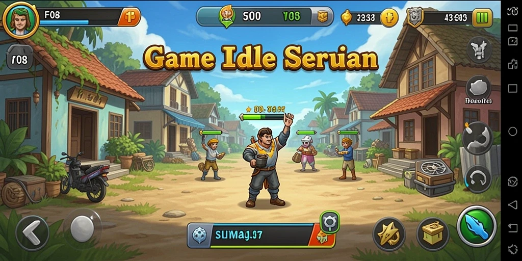 Screenshot gameplay F08 menunjukkan karakter mengumpulkan sumber daya secara otomatis.