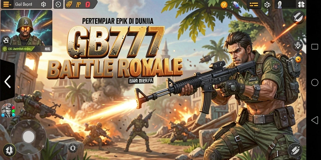 Screenshot gameplay GB777 menampilkan aksi seru dalam pertempuran Battle Royale.