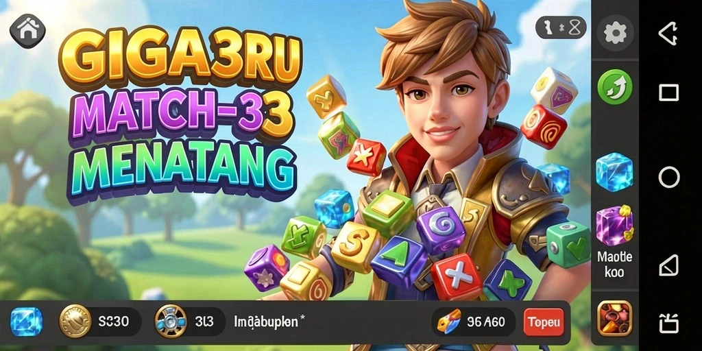 Tampilan menawan gameplay GIGA33 dengan aksesoris permata berwarna.