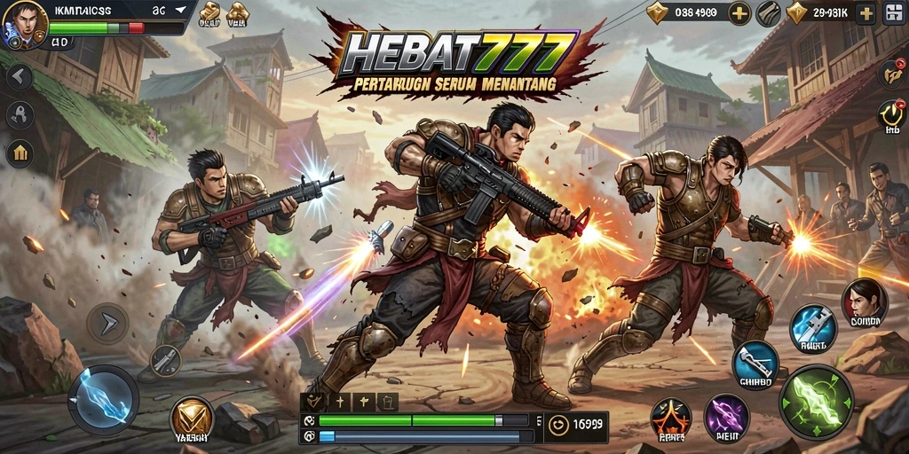 Tampilan aksi mendebarkan dalam gameplay HEBAT777.