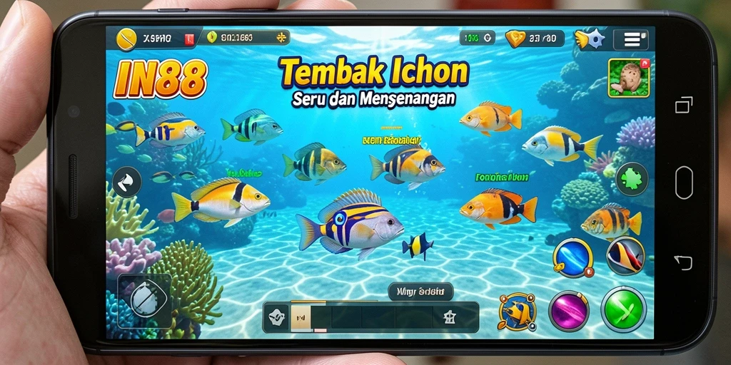 Tampilan gameplay seru dalam IN88 dengan berbagai ikan yang menunggu untuk ditangkap.