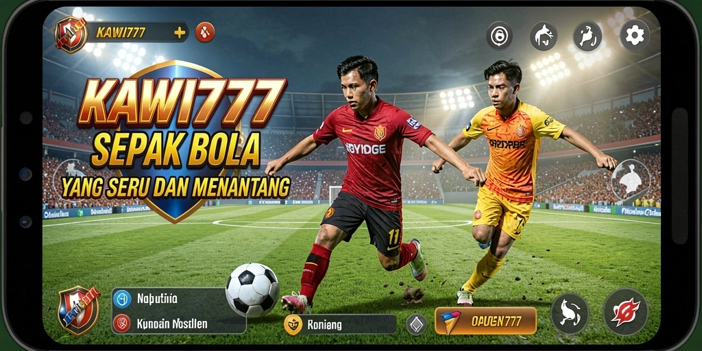 Tampilan gameplay KAWI777 yang mendebarkan di lapangan sepak bola.