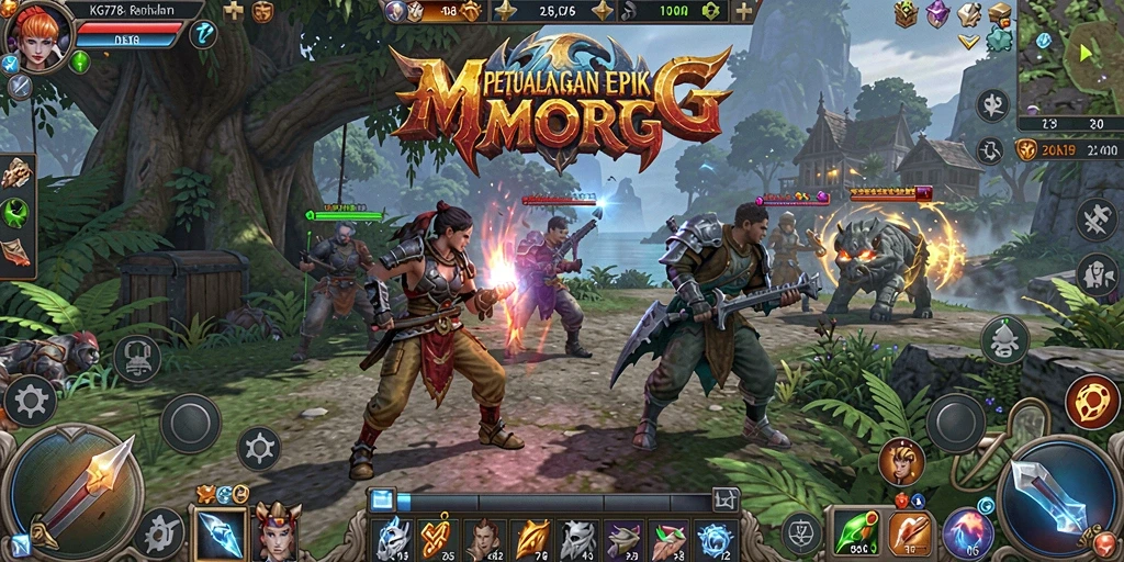 Screenshot utama KG778 menunjukkan aksi seru di dunia MMORPG.