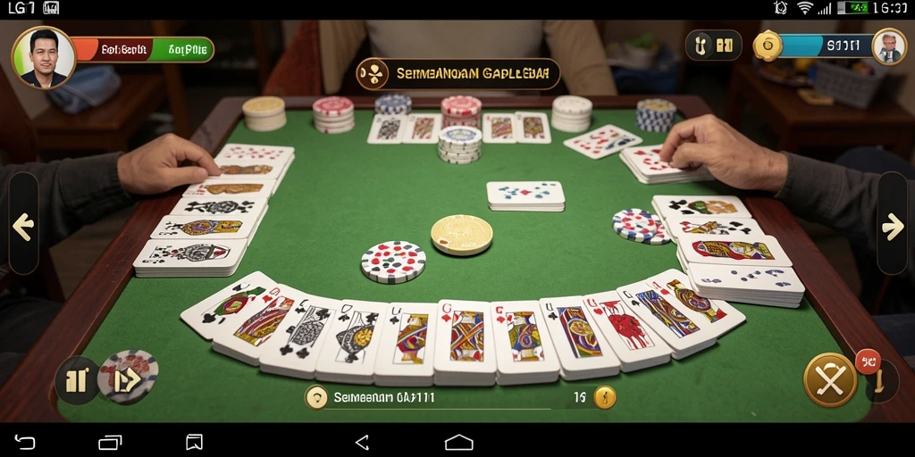 Screenshot gameplay LG111 dengan pemain yang sedang beradu strategi Gaple.