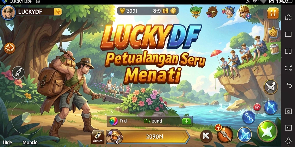 Screenshot utama LUCKYDF menampilkan gameplay petualangan mendebarkan.