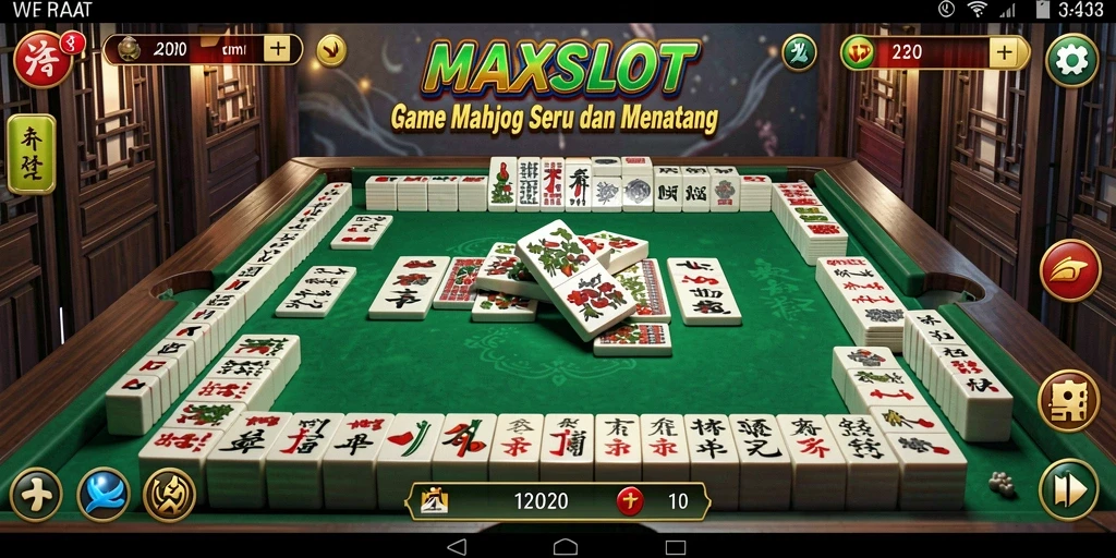 Tampilan gameplay seru dalam MAXSLOT, permainan Mahjong yang mendebarkan.