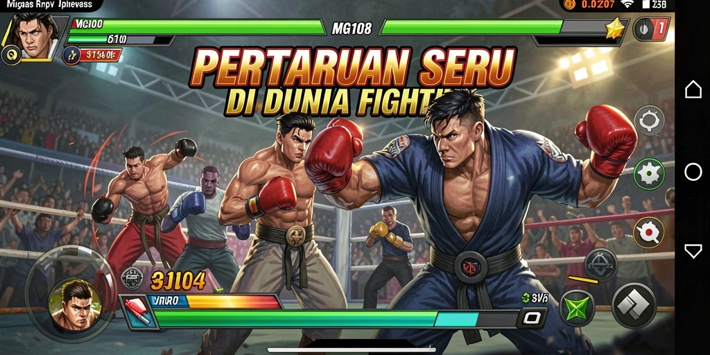 Screenshot MG108 menampilkan aksi pertarungan yang mendebarkan antar karakter.