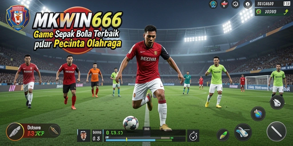 Tampilan gameplay MKWIN666 yang realistis dalam aksi pertandingan sepak bola.