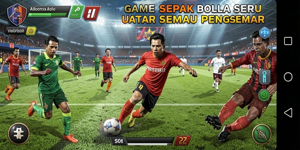 Gameplay seru SD107 dengan aksi sepak bola yang mendebarkan.