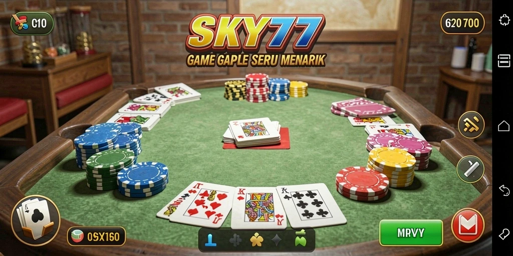 Tampilan gameplay Gaple yang seru dan menarik di SKY77.